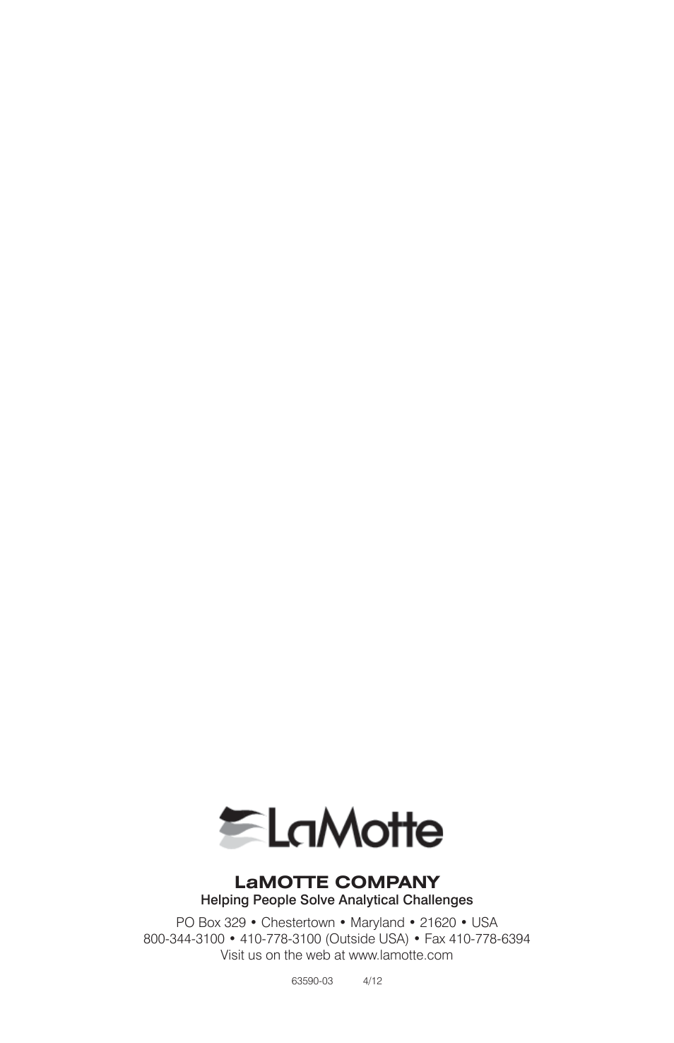 Lamotte company | LaMotte 3590-03 User Manual | Page 8 / 8