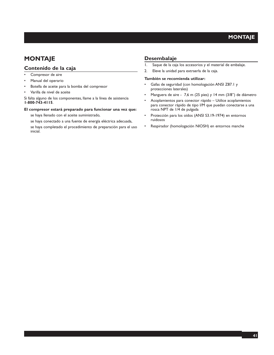 Montaje | Briggs & Stratton 074001 User Manual | Page 41 / 56