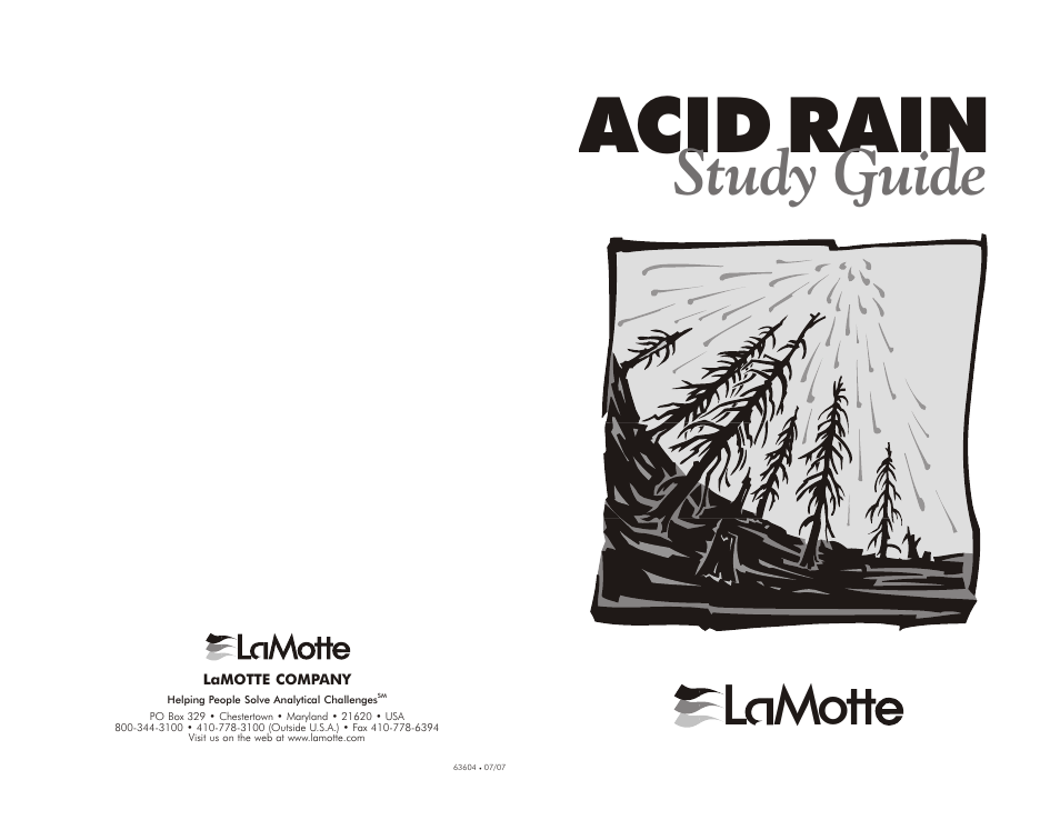 LaMotte ACID RAIN STUDY OUTFIT ARO User Manual | 8 pages