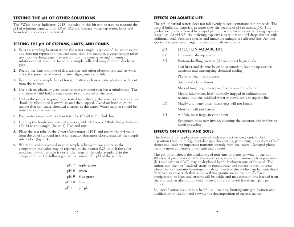 LaMotte ACID RAIN STUDY OUTFIT ARO User Manual | Page 7 / 8