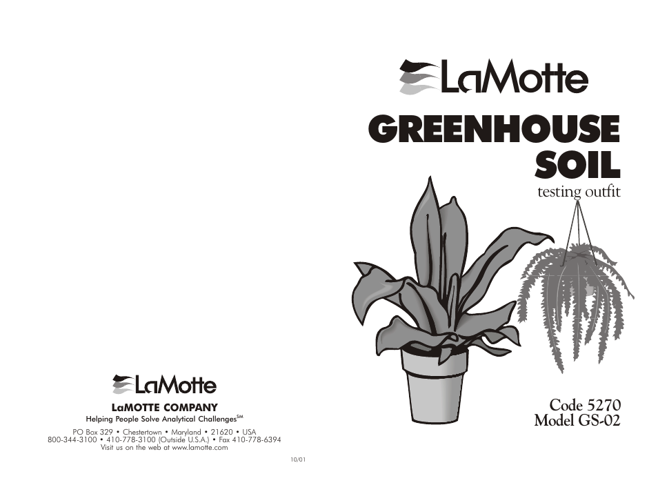 LaMotte Greenhouse Soil Testing Outfit GS-02 User Manual | 6 pages