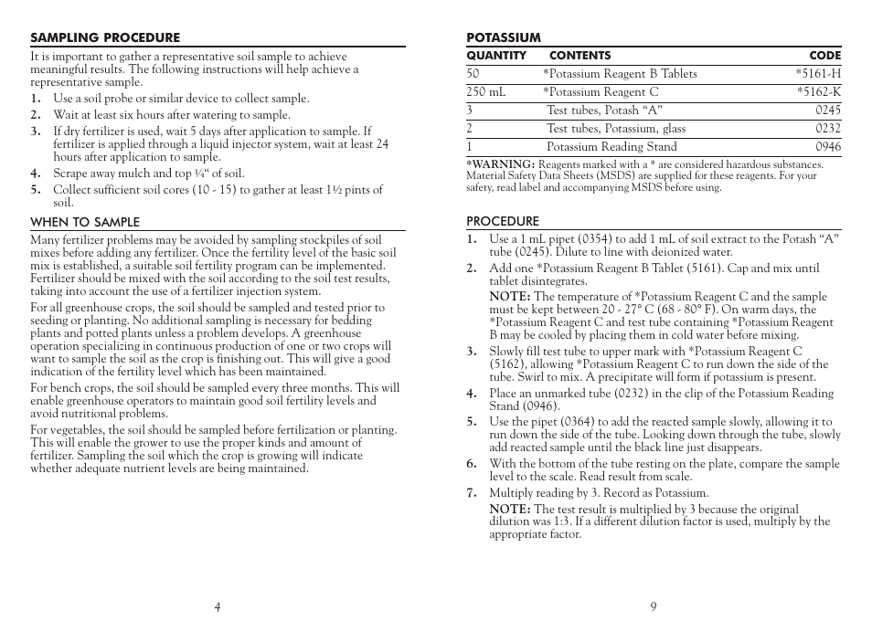 LaMotte Greenhouse Soil Testing Outfit GS-02 User Manual | Page 4 / 6