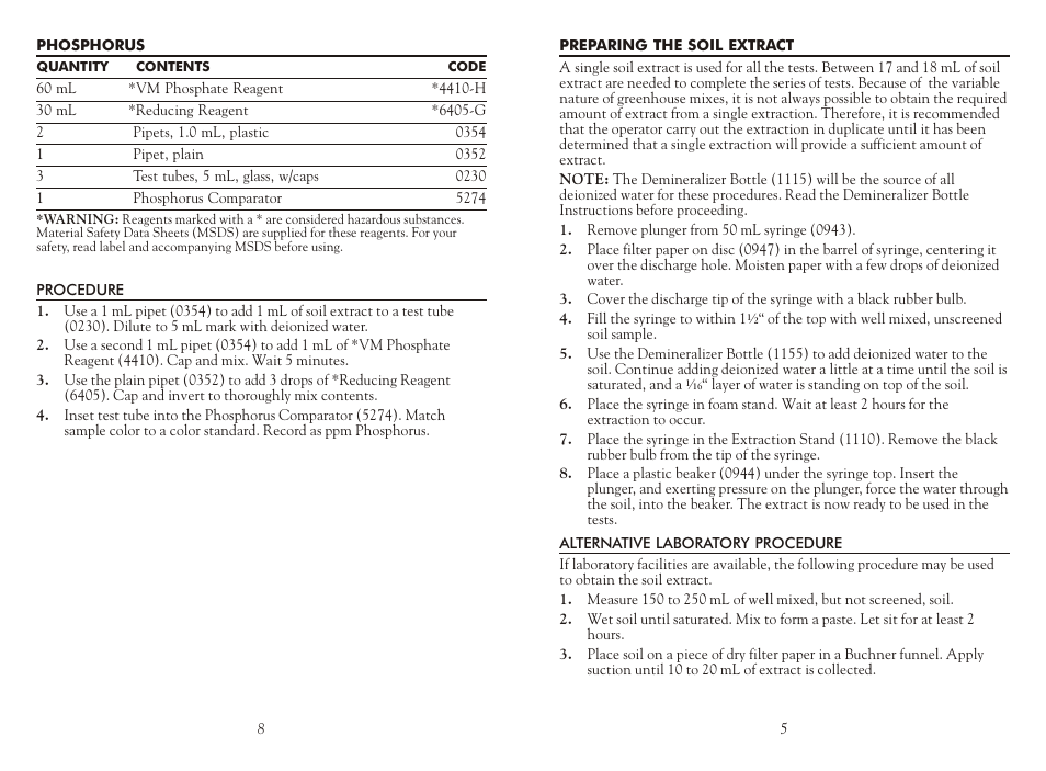 LaMotte Greenhouse Soil Testing Outfit GS-02 User Manual | Page 5 / 6
