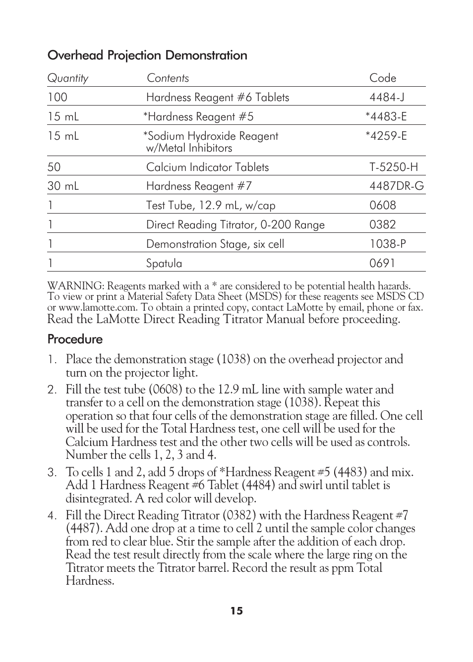 LaMotte AM-21 Water Pollution Detection Outfit User Manual | Page 15 / 51