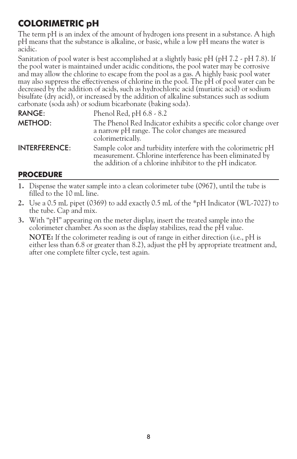 Colorimetric ph | LaMotte DPC-52 Water Testing Laboratory User Manual | Page 8 / 20