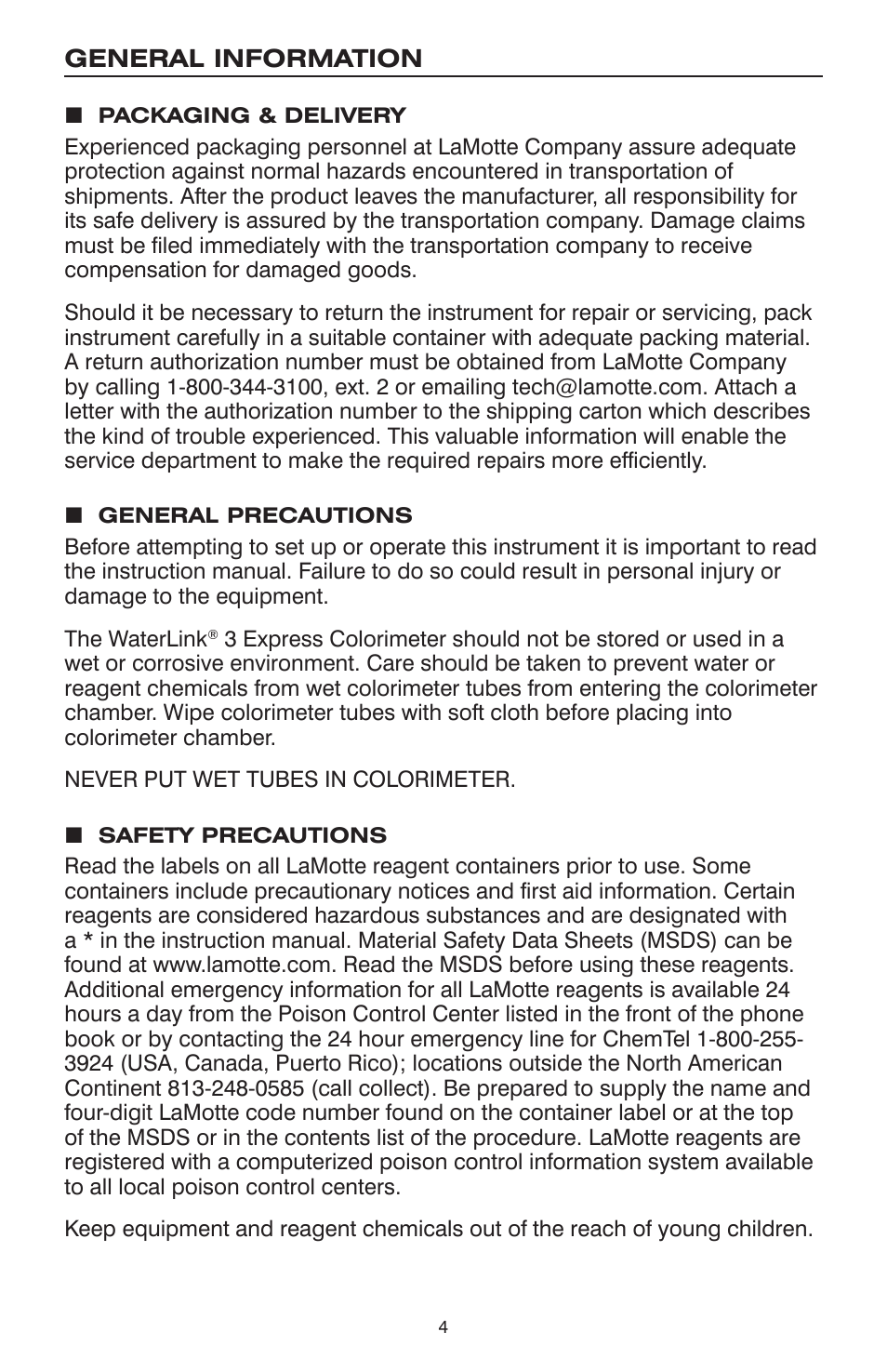 LaMotte WaterLink 3 Express Lab User Manual | Page 4 / 28