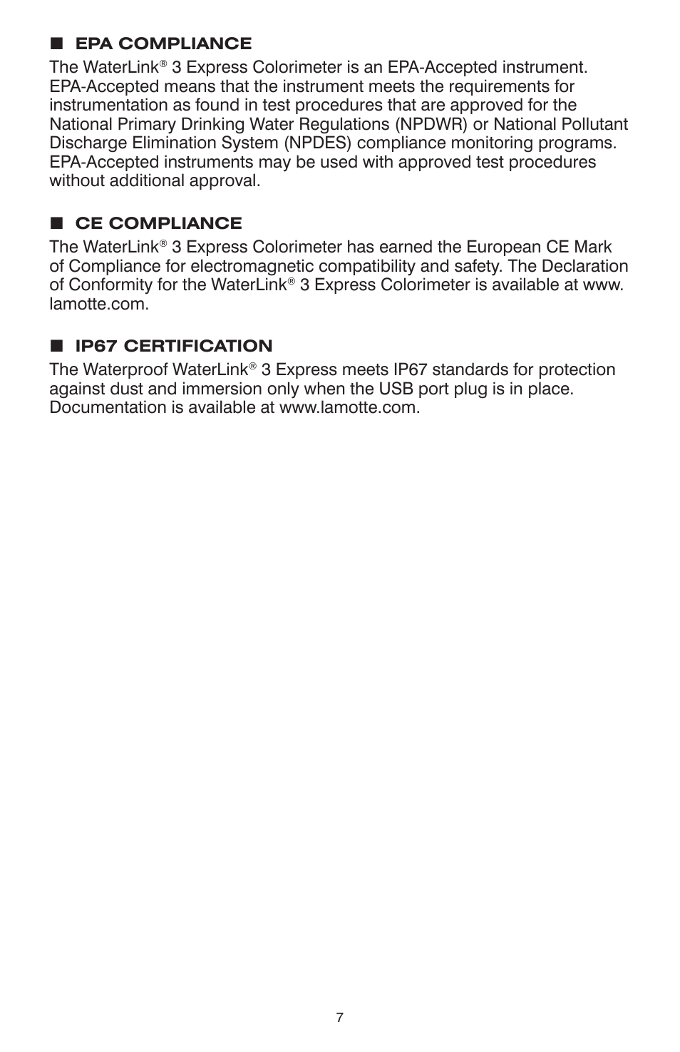LaMotte WaterLink 3 Express Lab User Manual | Page 7 / 28