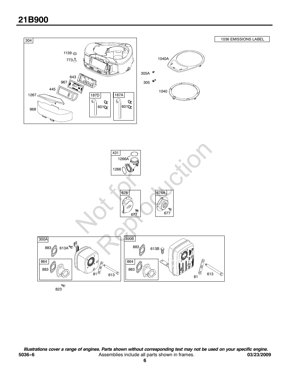Not for reproduction | Briggs & Stratton Series 21B900 User Manual | Page 6 / 20