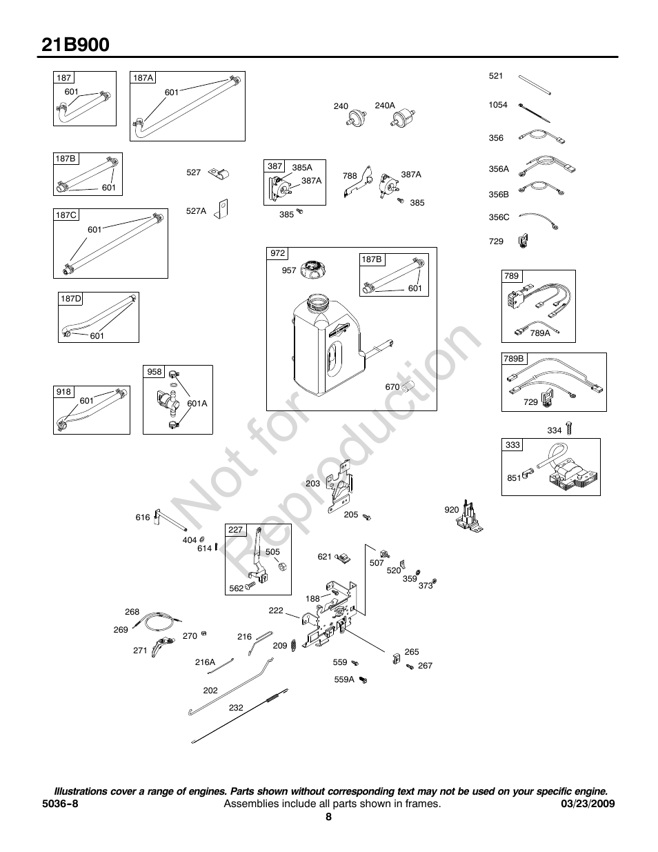 Not for reproduction | Briggs & Stratton Series 21B900 User Manual | Page 8 / 20