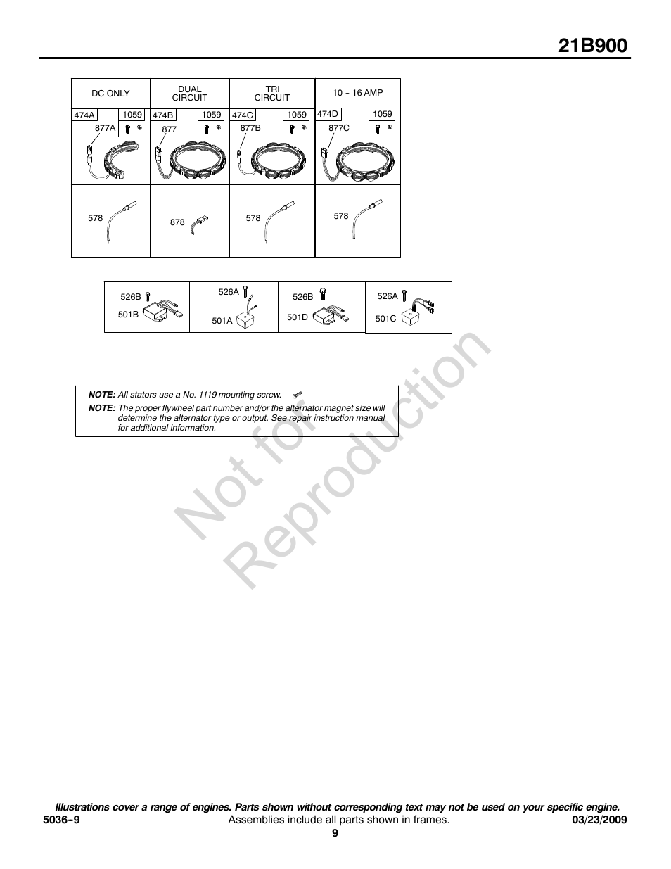 Not for reproduction | Briggs & Stratton Series 21B900 User Manual | Page 9 / 20