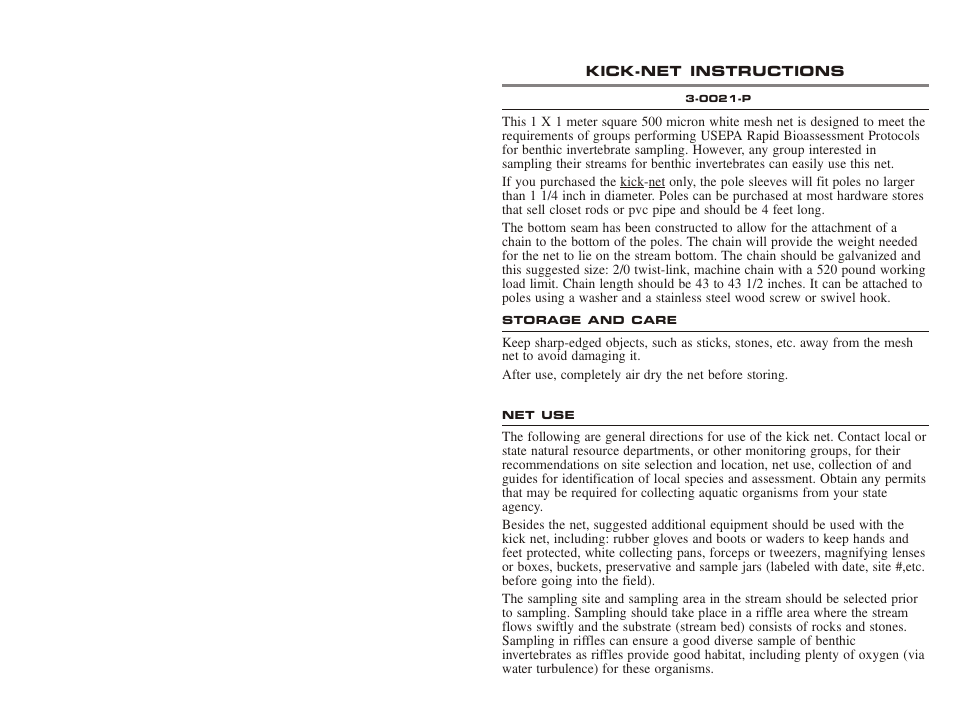 LaMotte KICK-NET 3-0021-P User Manual | 5 pages