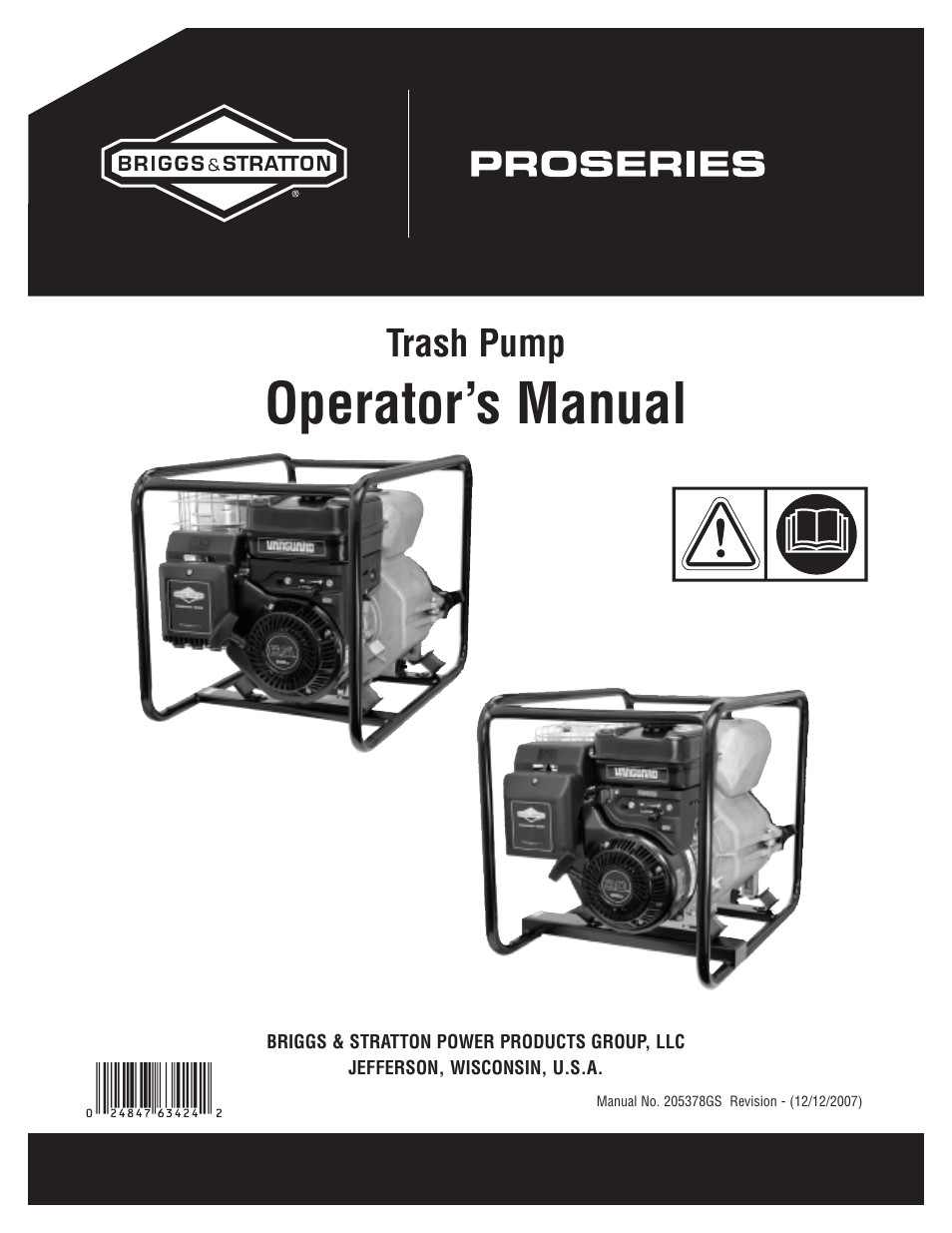 Briggs & Stratton PROSERIES 205378GS User Manual | 64 pages