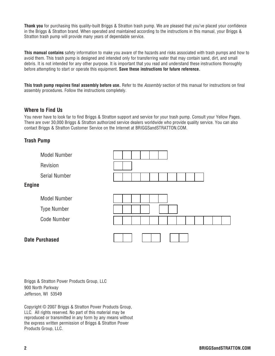 Briggs & Stratton PROSERIES 205378GS User Manual | Page 2 / 64