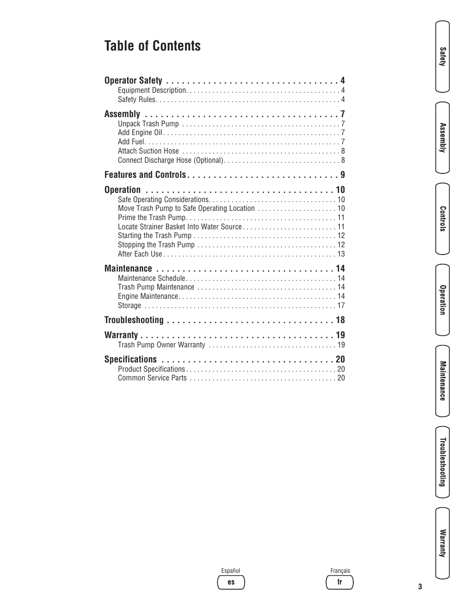 Briggs & Stratton PROSERIES 205378GS User Manual | Page 3 / 64