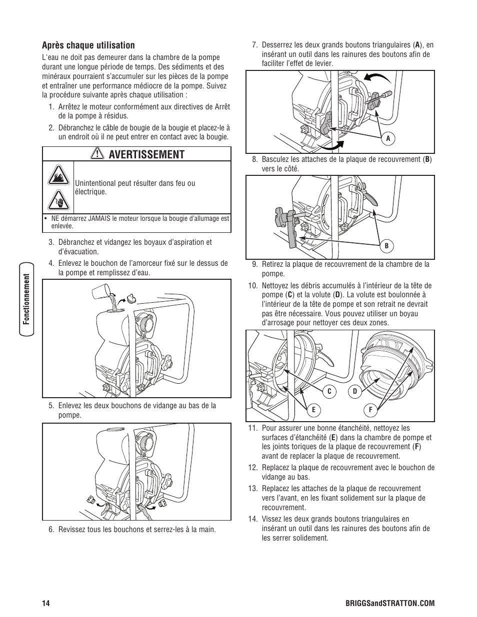 Avertissement | Briggs & Stratton PROSERIES 205378GS User Manual | Page 56 / 64