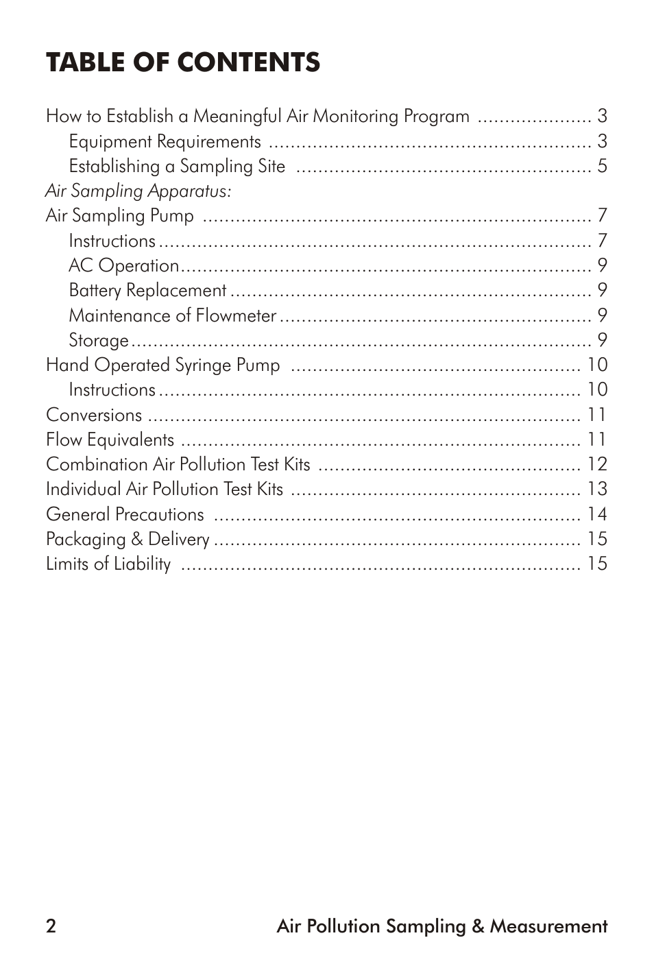 LaMotte Air Pollution Sampling & Measurement User Manual | Page 2 / 16