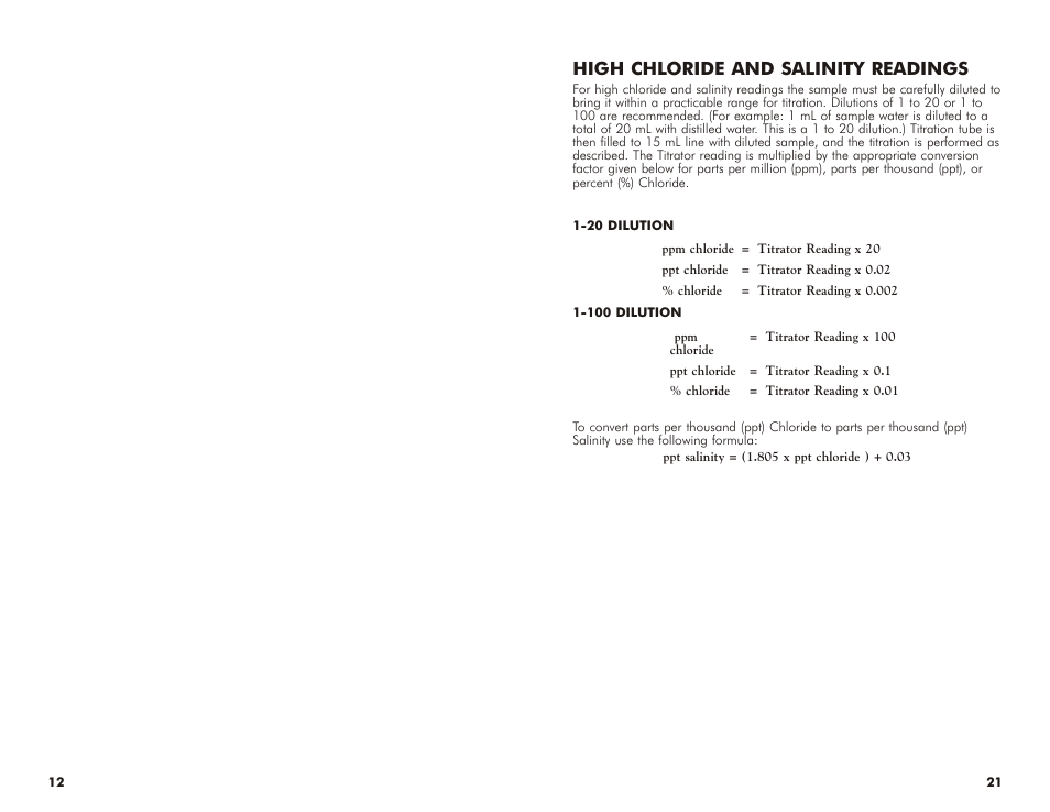 High chlo ride and sa lin ity read ings | LaMotte DIAGRAM FOR AQ-3 User Manual | Page 12 / 16