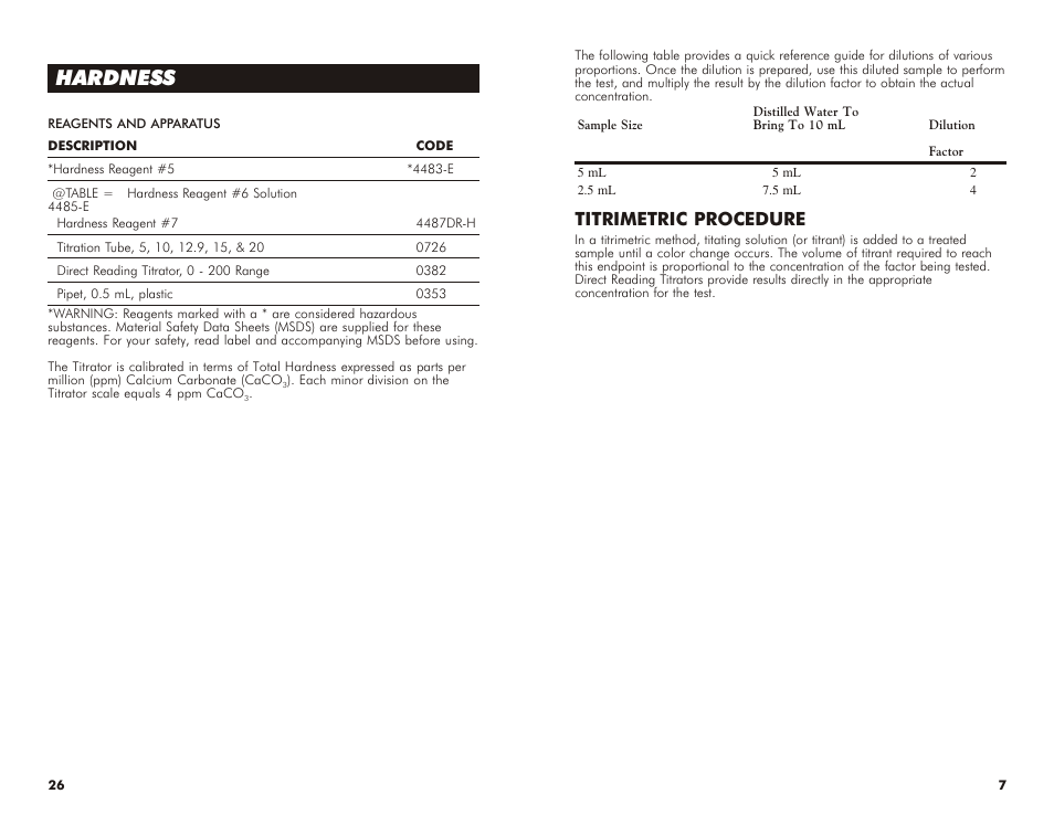 Hardness, Titrimetric pro ce dure | LaMotte DIAGRAM FOR AQ-3 User Manual | Page 7 / 16