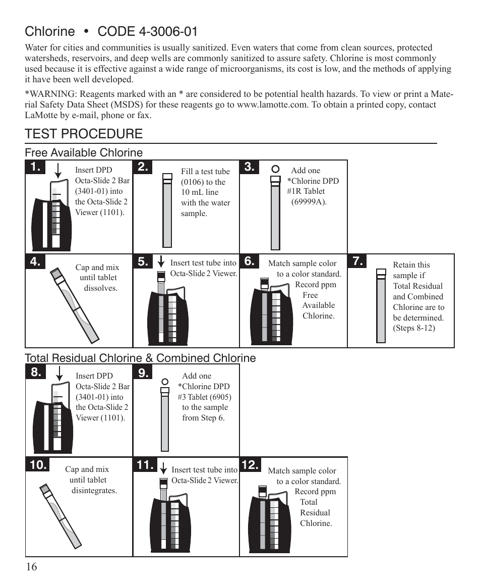 Test procedure | LaMotte AT Visual Series Water Softener Demo Kit User Manual | Page 16 / 24