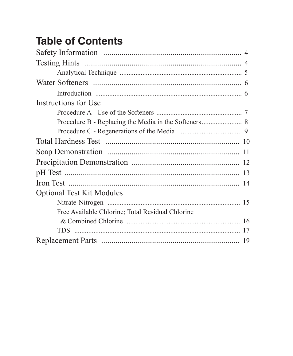 LaMotte AT Visual Series Water Softener Demo Kit User Manual | Page 3 / 24