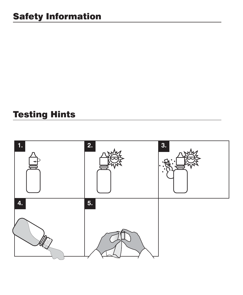 Safety information, Testing hints | LaMotte ATQ Digital Series Water Softener Demo Kit User Manual | Page 4 / 24