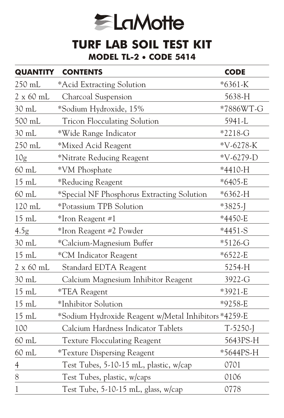 LaMotte TL-2 Turf Lab Soil Test Kit User Manual | 8 pages