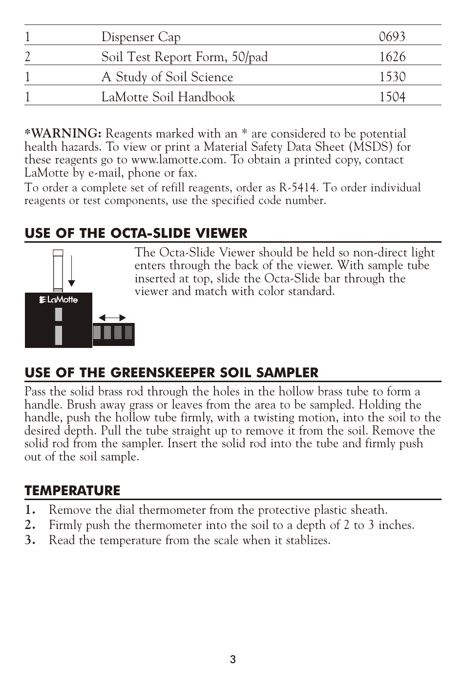 LaMotte TL-2 Turf Lab Soil Test Kit User Manual | Page 3 / 8