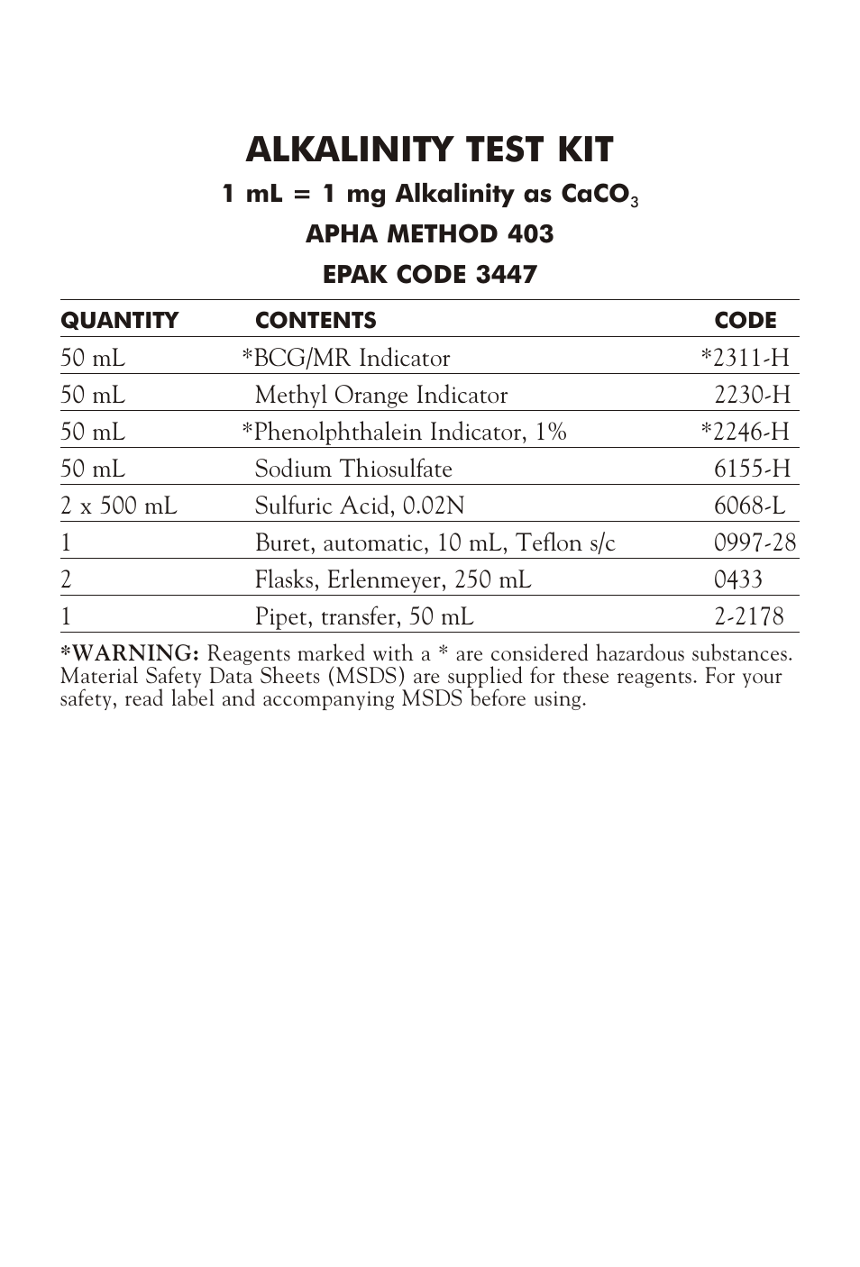 LaMotte ALKALINITY TEST KIT User Manual | 2 pages