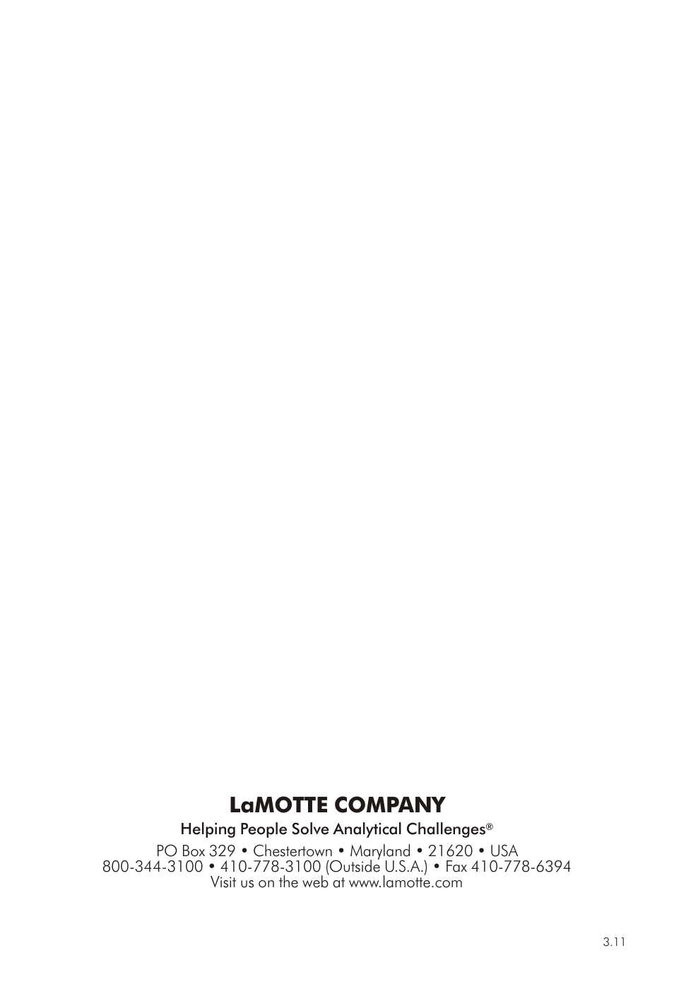 Lamotte com pany | LaMotte CHLORIDE TEST KIT DR-C User Manual | Page 4 / 4