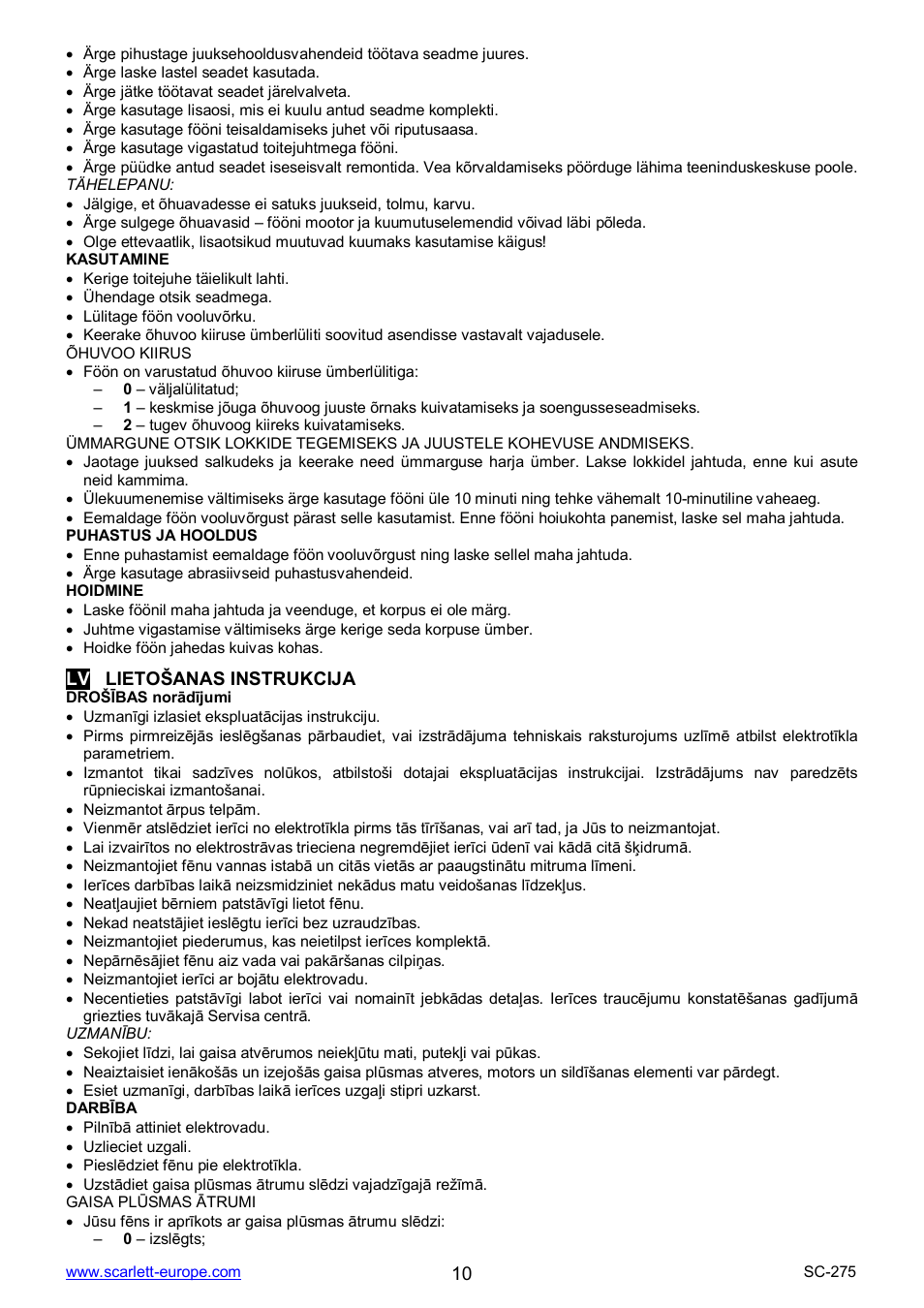 Scarlett SC-275 User Manual | Page 10 / 14