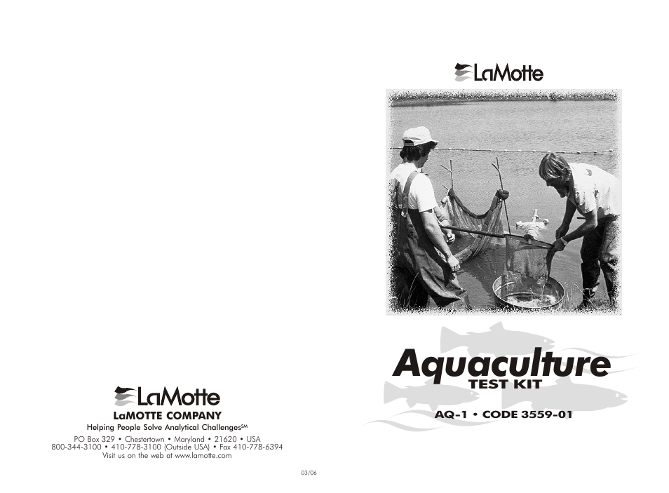 LaMotte Aquaculture TEST KIT AQ-1 User Manual | 4 pages
