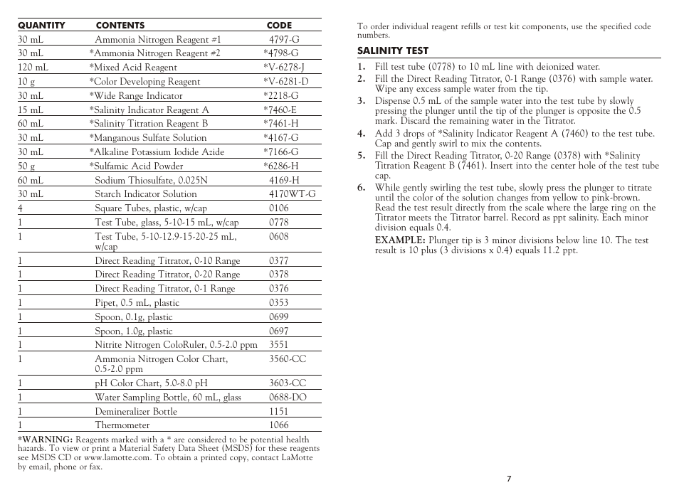 LaMotte Aquaculture TEST KIT AQ-1 User Manual | Page 2 / 4