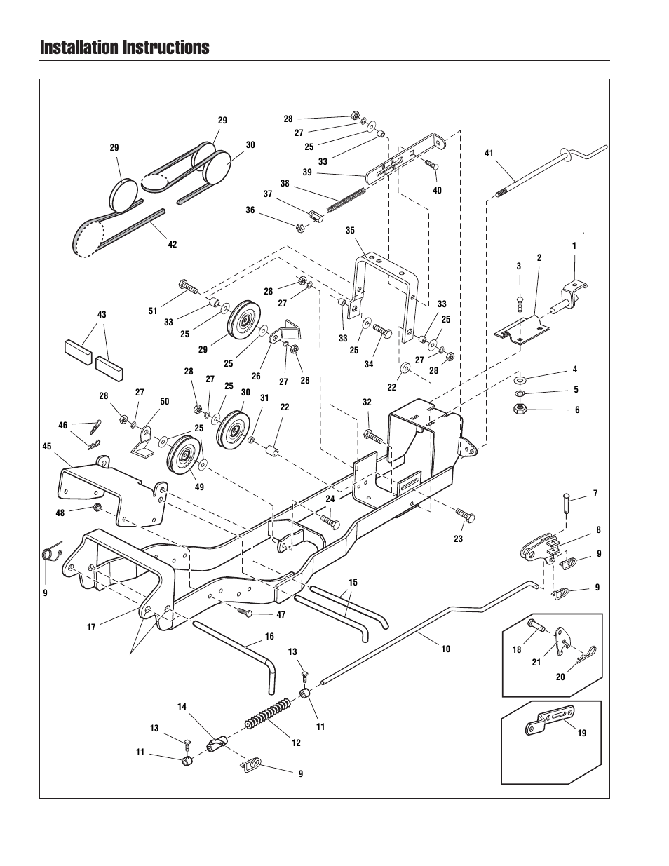 Installation instructions, Sub-frame hitch, Main hitch components (all applications) | Briggs & Stratton 2600 User Manual | Page 2 / 10