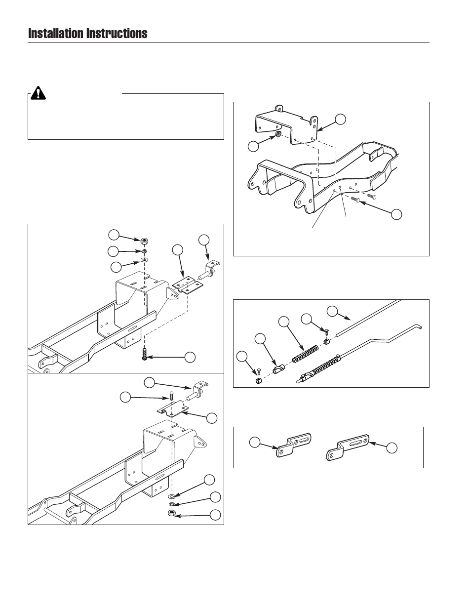 Installation instructions, Warning, Sub-frame hitch | Initial assembly | Briggs & Stratton 2600 User Manual | Page 4 / 10
