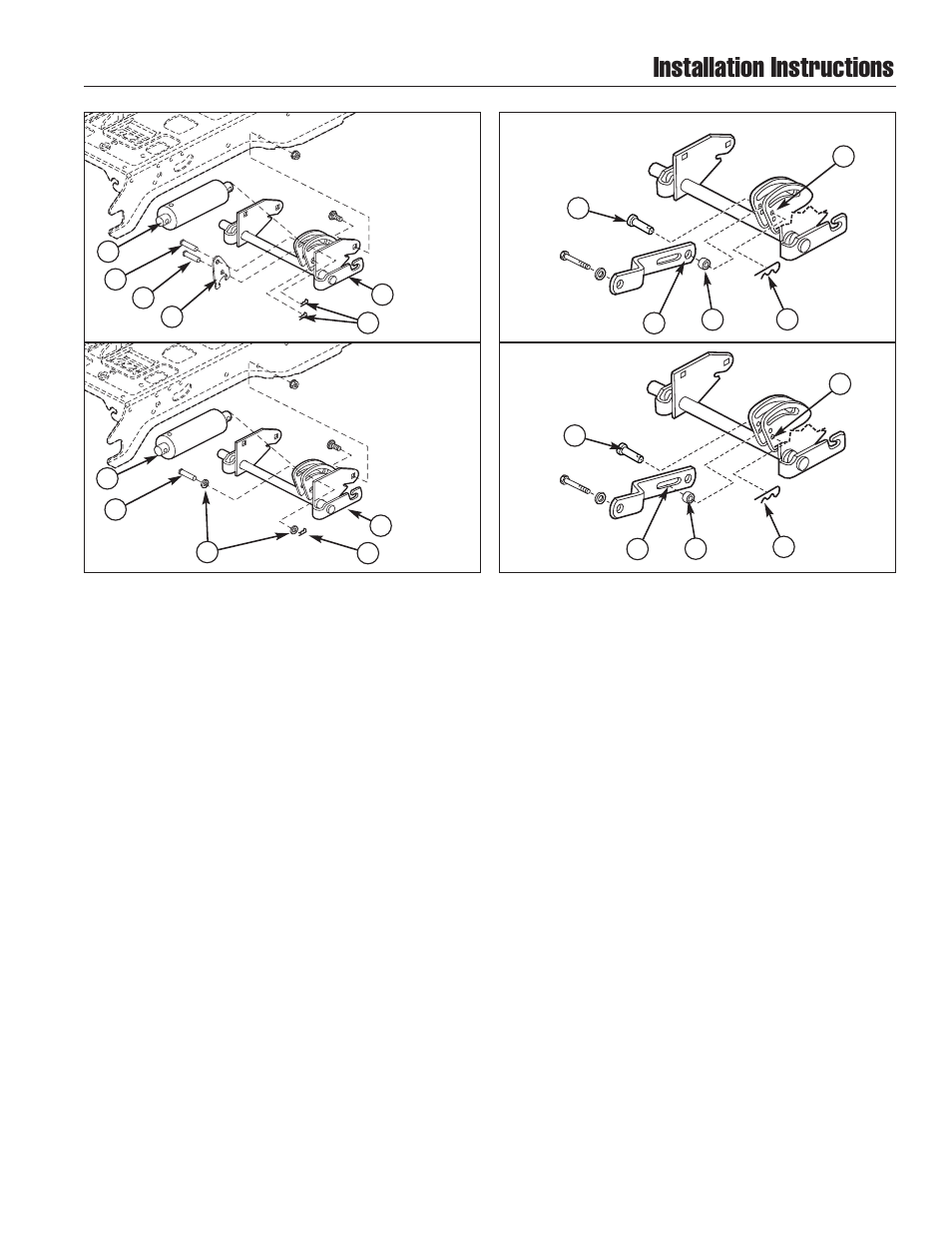 Installation instructions, Sub-frame hitch, Lift variations when using attachments | Briggs & Stratton 2600 User Manual | Page 9 / 10