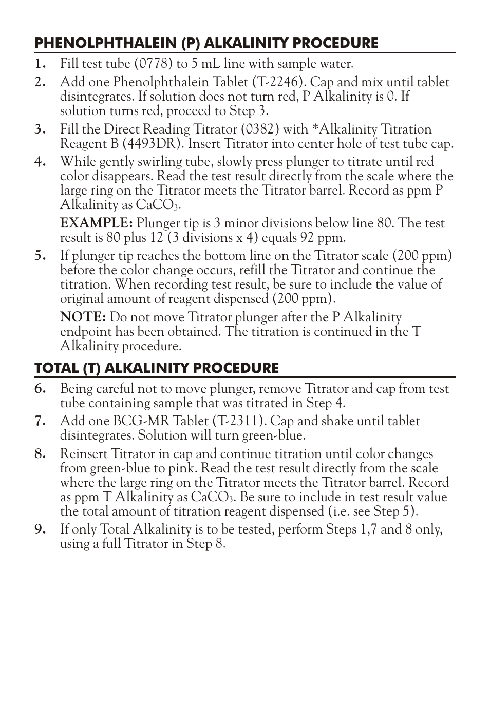 LaMotte PHENOLPHTHALEIN/TOTAL ALKALINITY TEST KIT WAT-MP-DR User Manual | Page 2 / 4