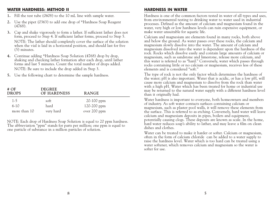 LaMotte HARDNESS IN WATER 1606 User Manual | Page 5 / 6