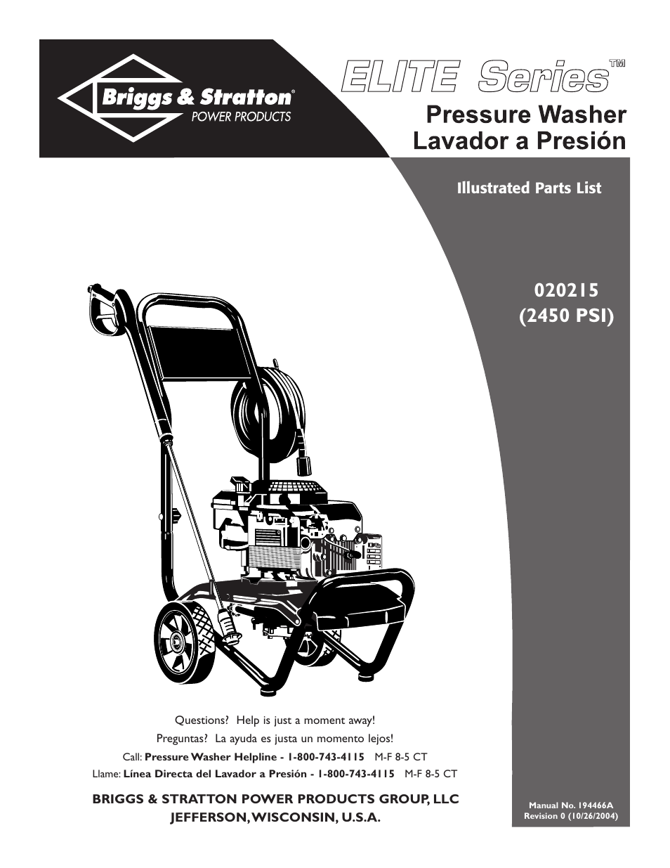 Briggs & Stratton 020215 (2450 PSI) User Manual | 3 pages