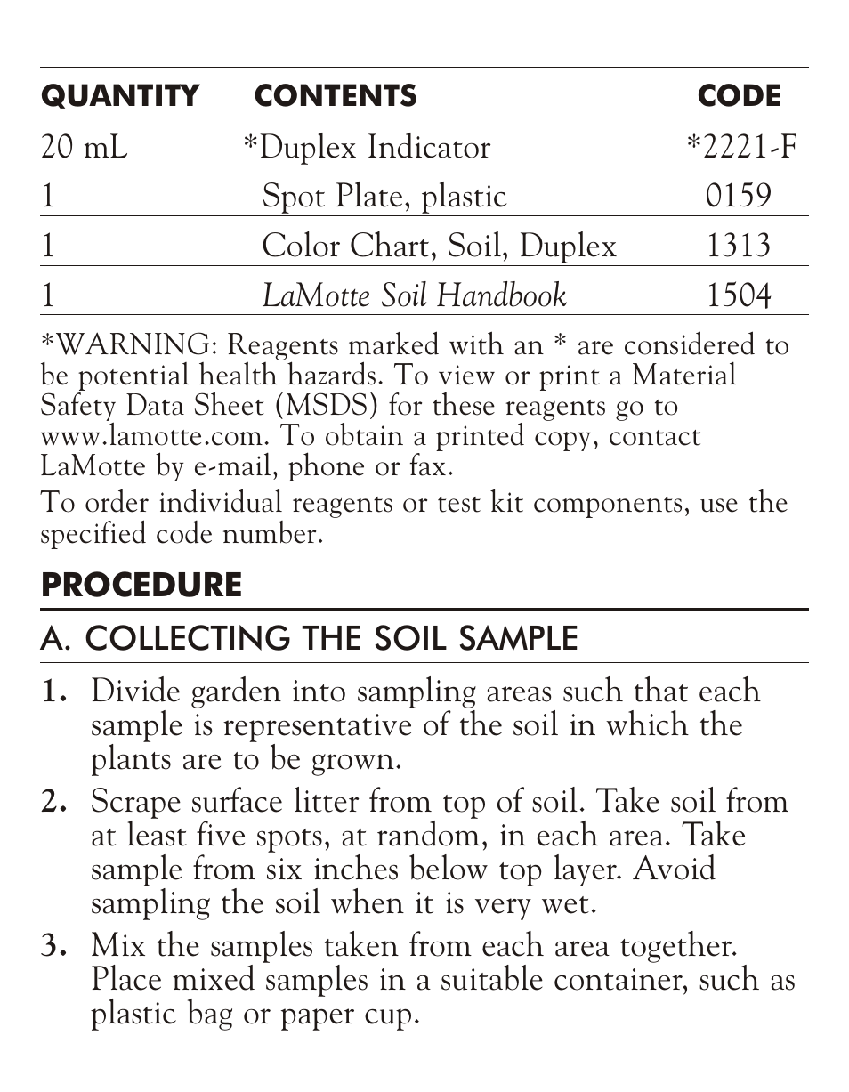 LaMotte Soil pH Test Kit ST-T User Manual | Page 2 / 4
