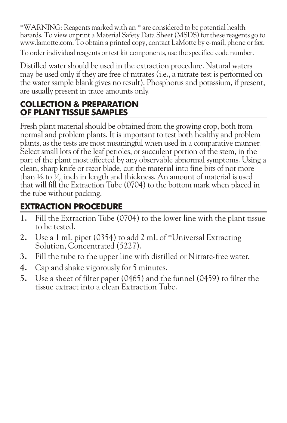 LaMotte PLANT TISSUE TEST KIT PT-3R User Manual | Page 2 / 4