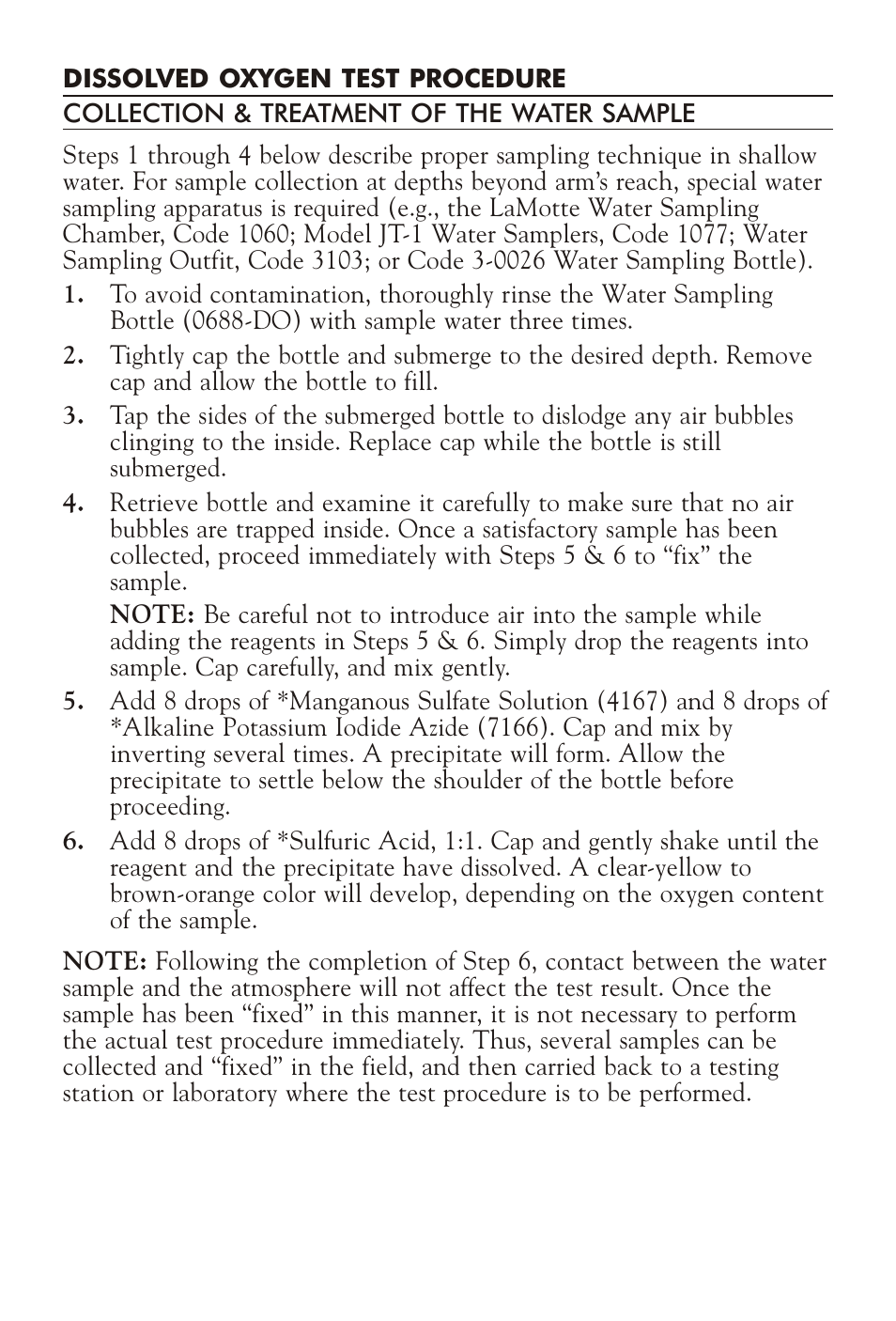 LaMotte DISSOLVED OXYGEN TEST KIT User Manual | Page 3 / 5