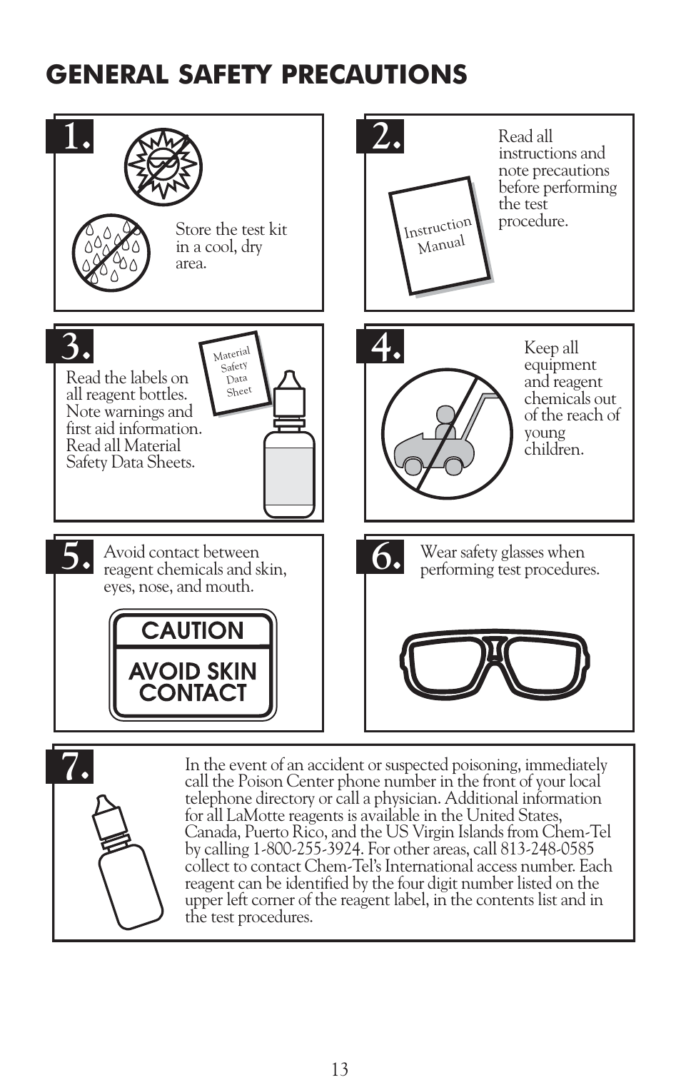 General safety precautions | LaMotte Dissolved Oxygen Water Quality User Manual | Page 15 / 24