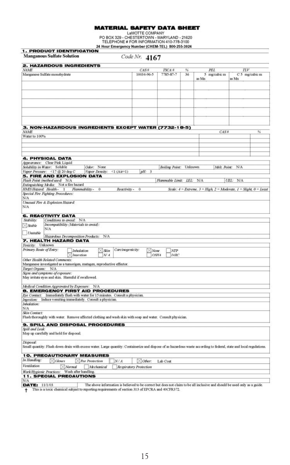 LaMotte Dissolved Oxygen Water Quality User Manual | Page 17 / 24