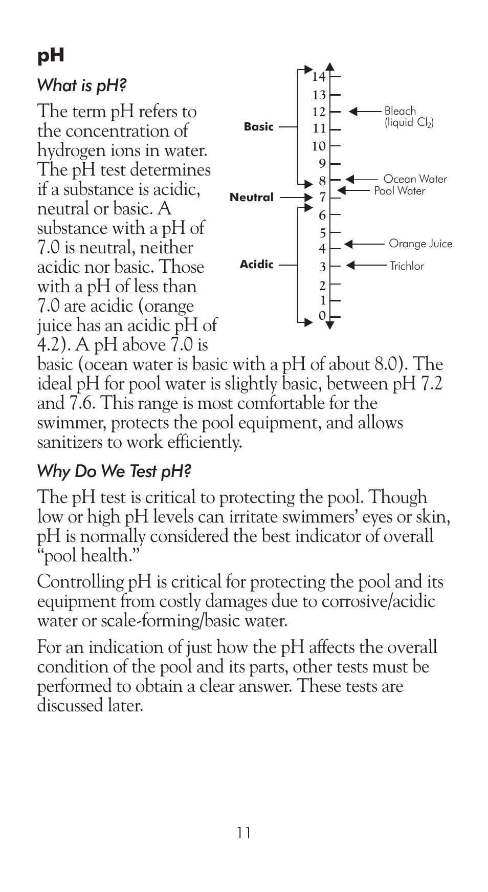 What is ph, Why do we test ph | LaMotte Pool Manager Water Quality Handbook User Manual | Page 13 / 56