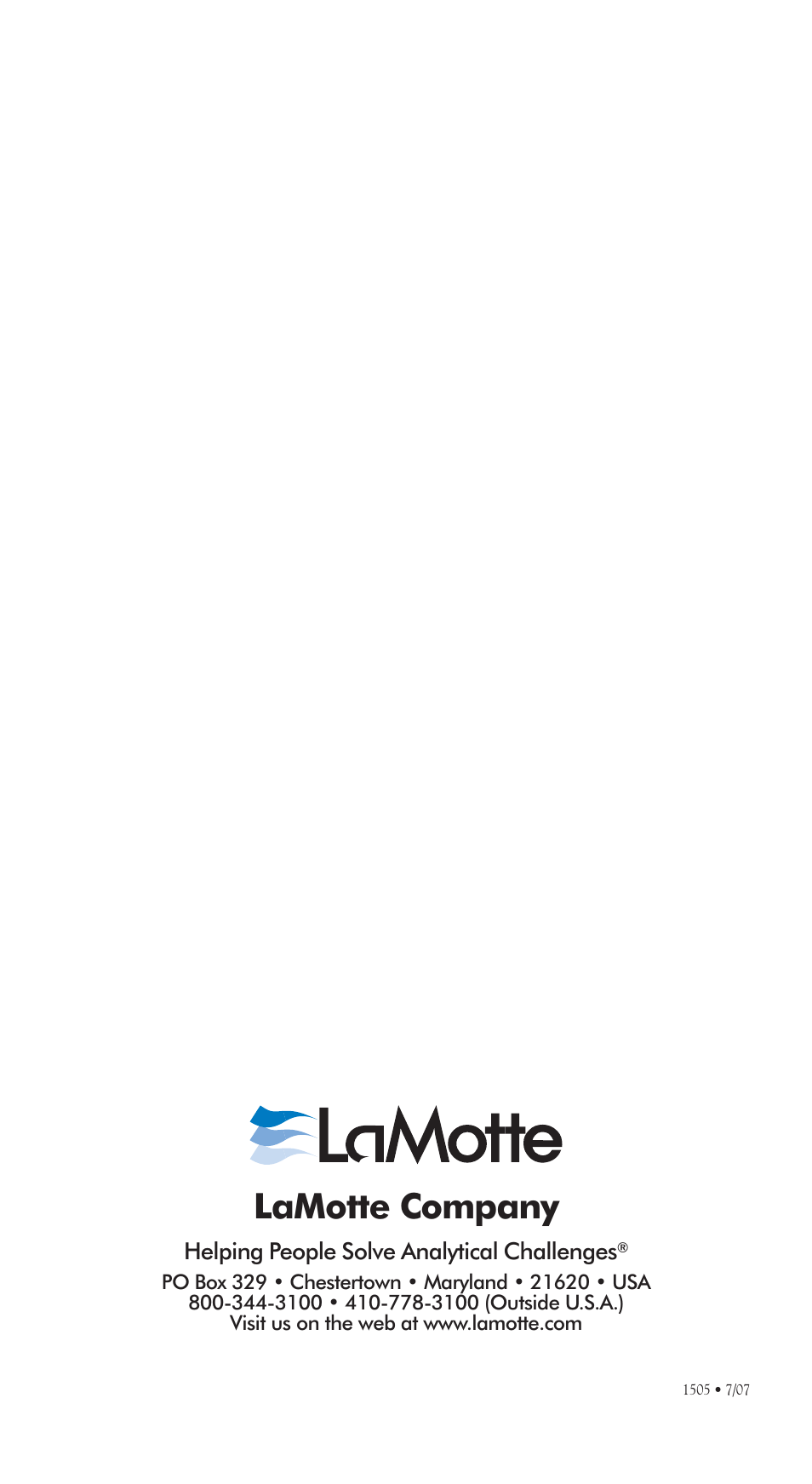 Lamotte company | LaMotte Pool Manager Water Quality Handbook User Manual | Page 56 / 56