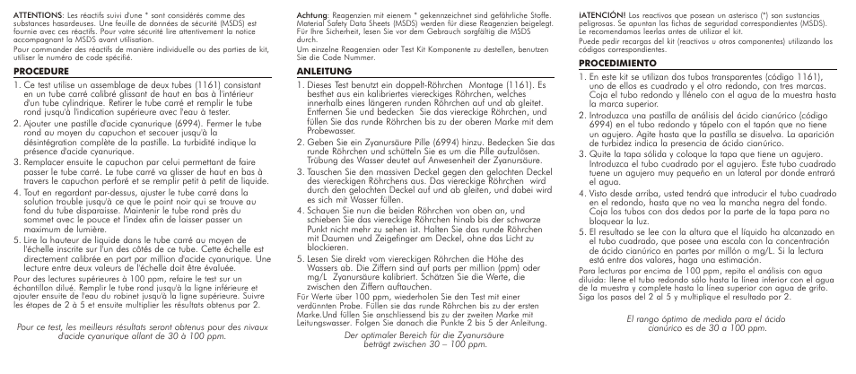 LaMotte TEST KIT D'ACIDE CYANURIQUE EC-5 User Manual | Page 2 / 2