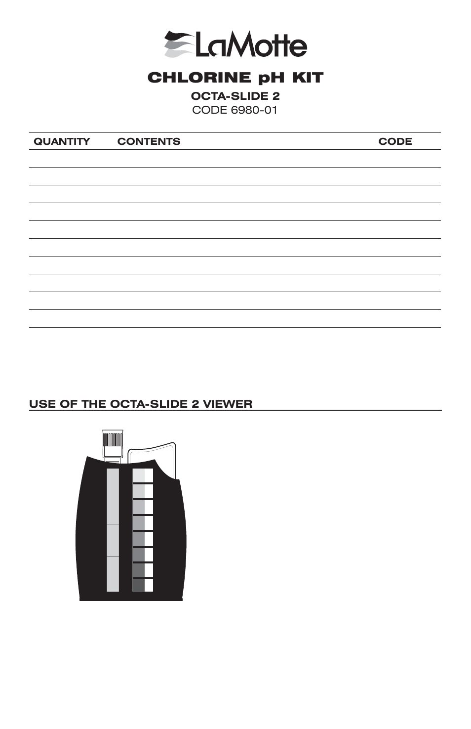 LaMotte CHLORINE pH KIT OCTA-SLIDE 2 User Manual | 4 pages