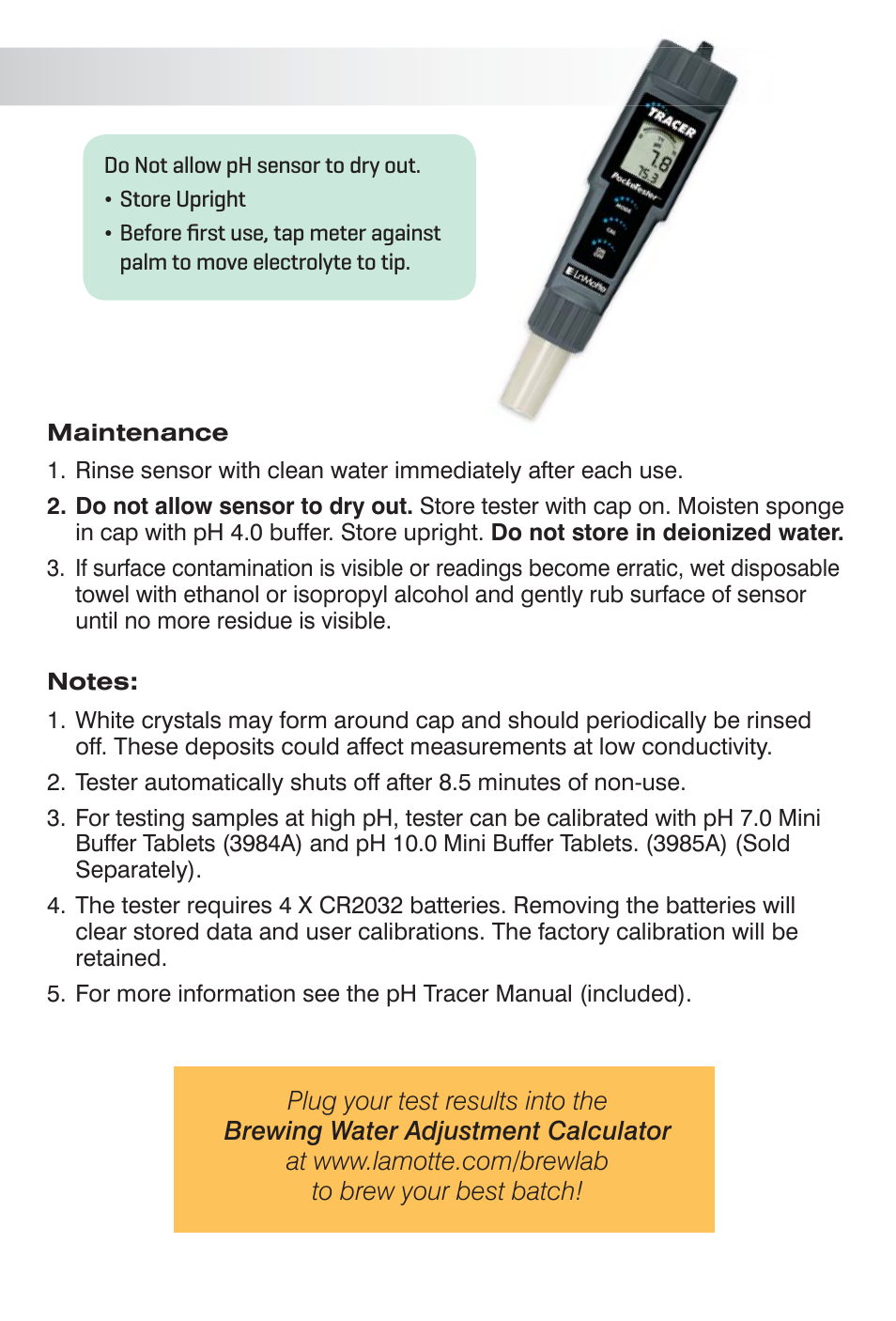 LaMotte Water Analysis Kit for Home Brewers User Manual | Page 11 / 12