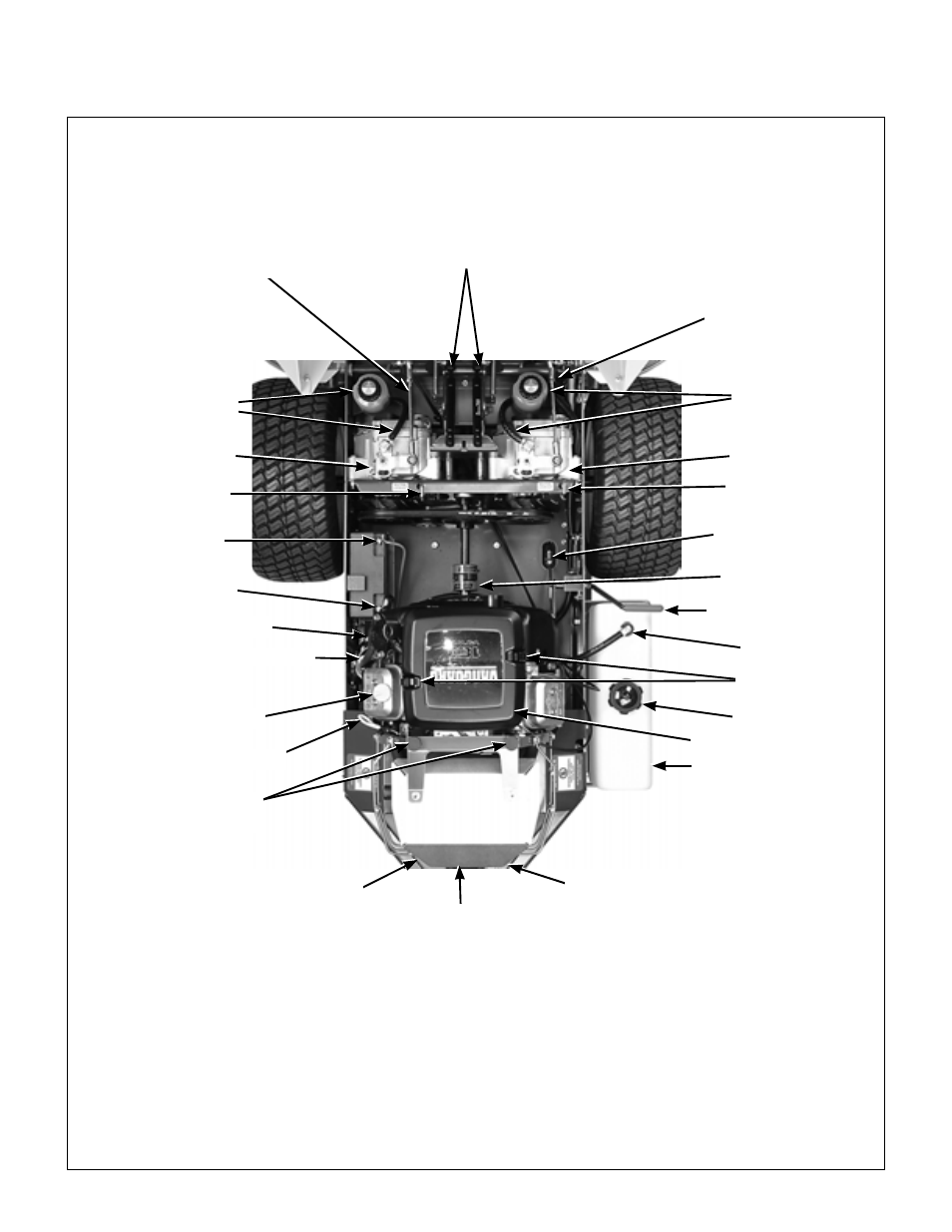 Top view (body raised), Component identification | Briggs & Stratton MB (18 HP) User Manual | Page 12 / 76