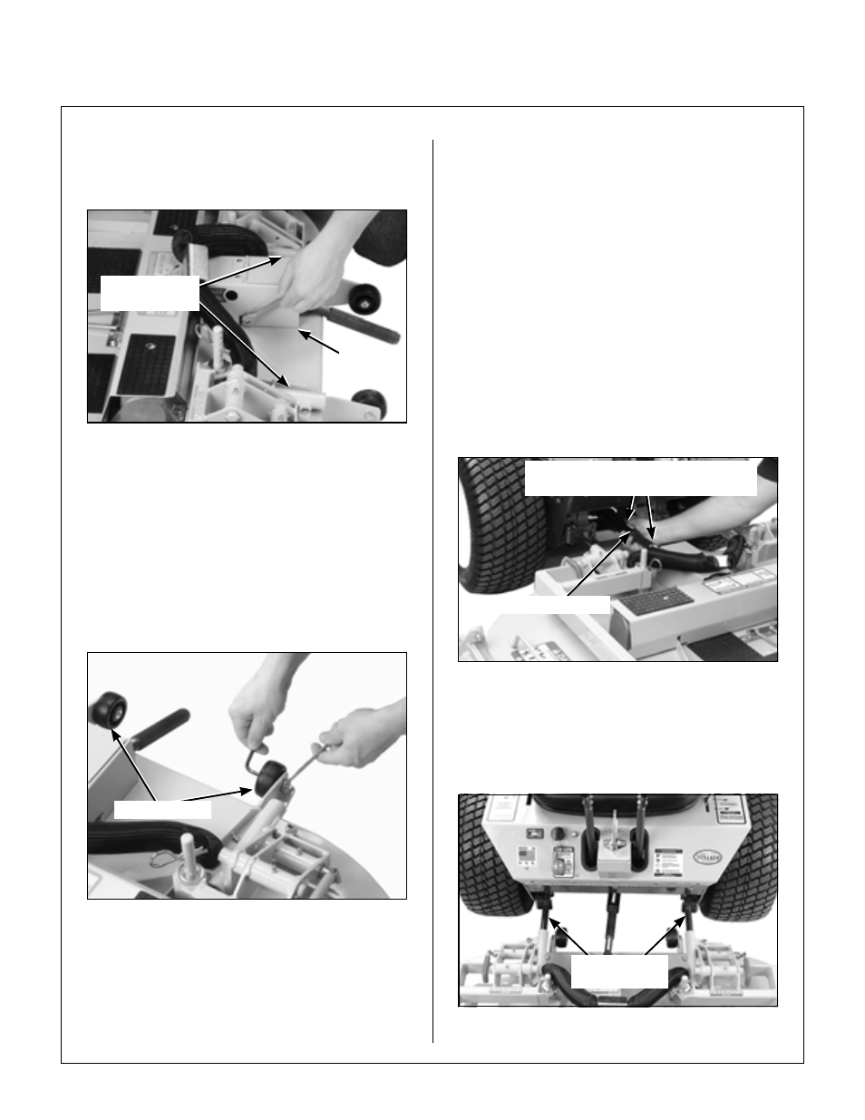 Pto shaft guard installation, Tilt-up roller wheel installation, Roller wheel installation | Mower deck installation on tractor, Deck installation, Pto shaft connection, Mower deck installation, Assembly instructions | Briggs & Stratton MB (18 HP) User Manual | Page 20 / 76